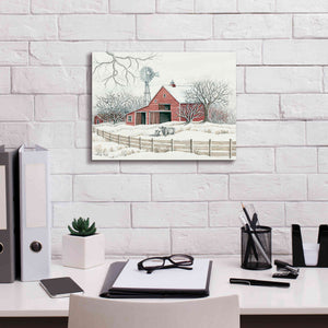 'Winter Barn with Windmill' by Cindy Jacobs, Canvas Wall Art,16 x 12