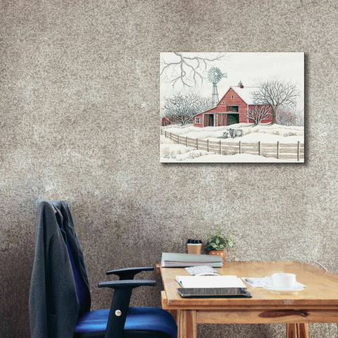 Image of 'Winter Barn with Windmill' by Cindy Jacobs, Canvas Wall Art,34 x 26