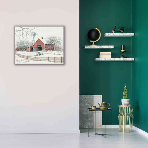 Image of 'Winter Barn with Windmill' by Cindy Jacobs, Canvas Wall Art,34 x 26