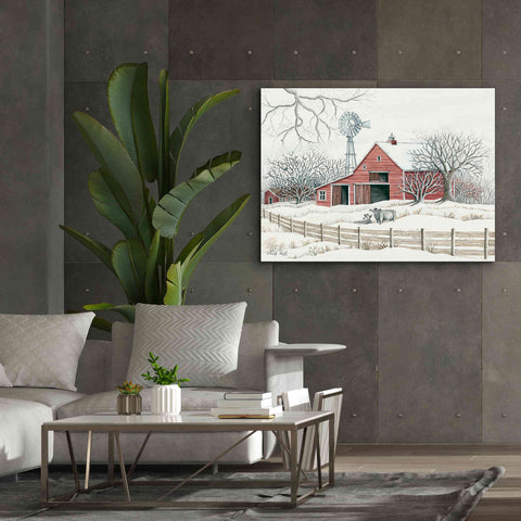 Image of 'Winter Barn with Windmill' by Cindy Jacobs, Canvas Wall Art,54 x 40