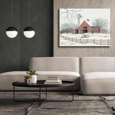 Image of 'Winter Barn with Windmill' by Cindy Jacobs, Canvas Wall Art,54 x 40