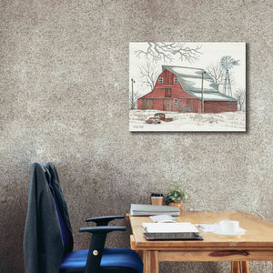 'Winter Barn with Pickup Truck' by Cindy Jacobs, Canvas Wall Art,34 x 26