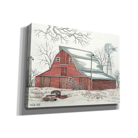 Image of 'Winter Barn with Pickup Truck' by Cindy Jacobs, Canvas Wall Art