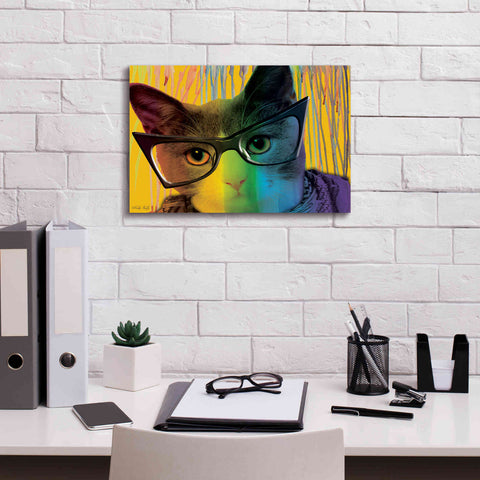 Image of 'Cat in Glasses' by Cindy Jacobs, Canvas Wall Art,18 x 12