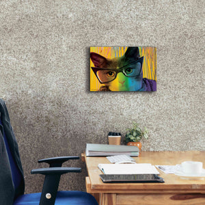 'Cat in Glasses' by Cindy Jacobs, Canvas Wall Art,18 x 12