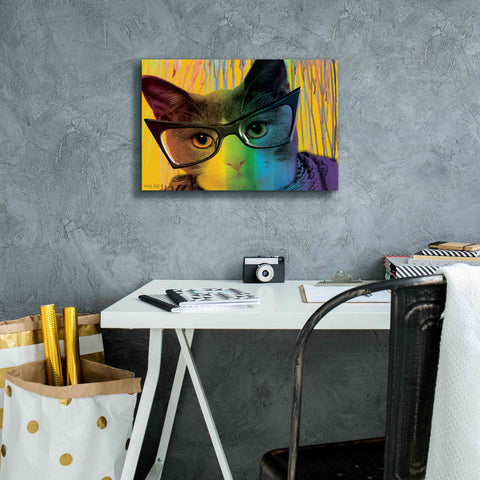 Image of 'Cat in Glasses' by Cindy Jacobs, Canvas Wall Art,18 x 12