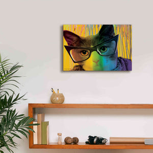 'Cat in Glasses' by Cindy Jacobs, Canvas Wall Art,18 x 12