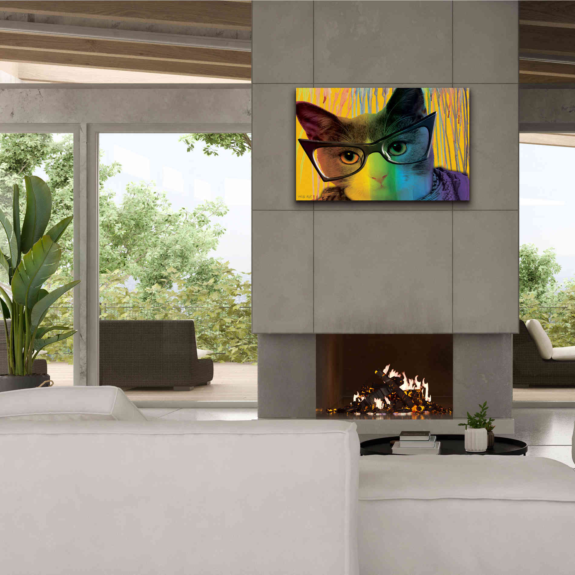 'Cat in Glasses' by Cindy Jacobs, Canvas Wall Art,40 x 26