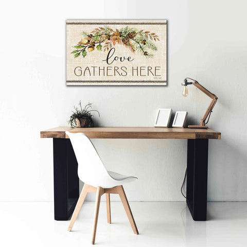 Image of 'Love Gathers Here Stitch' by Cindy Jacobs, Canvas Wall Art,40 x 26