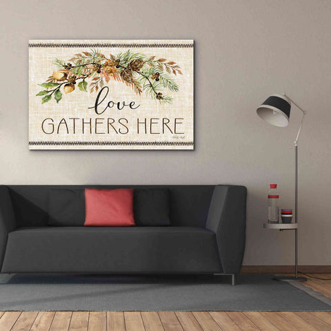 Image of 'Love Gathers Here Stitch' by Cindy Jacobs, Canvas Wall Art,60 x 40