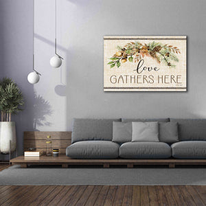 'Love Gathers Here Stitch' by Cindy Jacobs, Canvas Wall Art,60 x 40