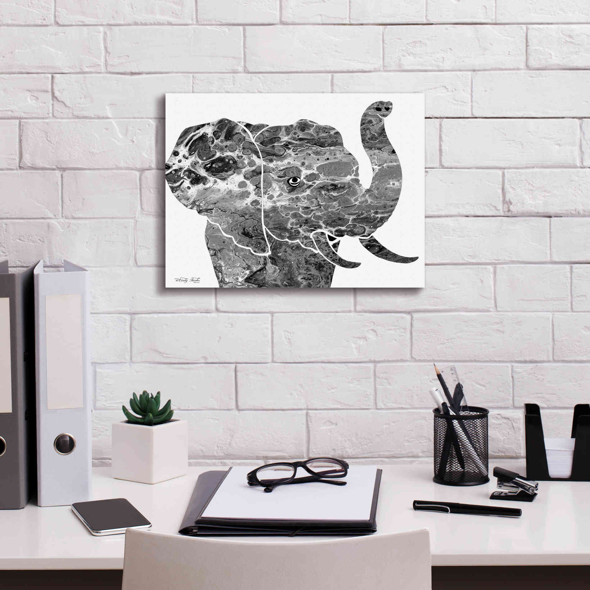 'Bright Elephant' by Cindy Jacobs, Canvas Wall Art,16 x 12