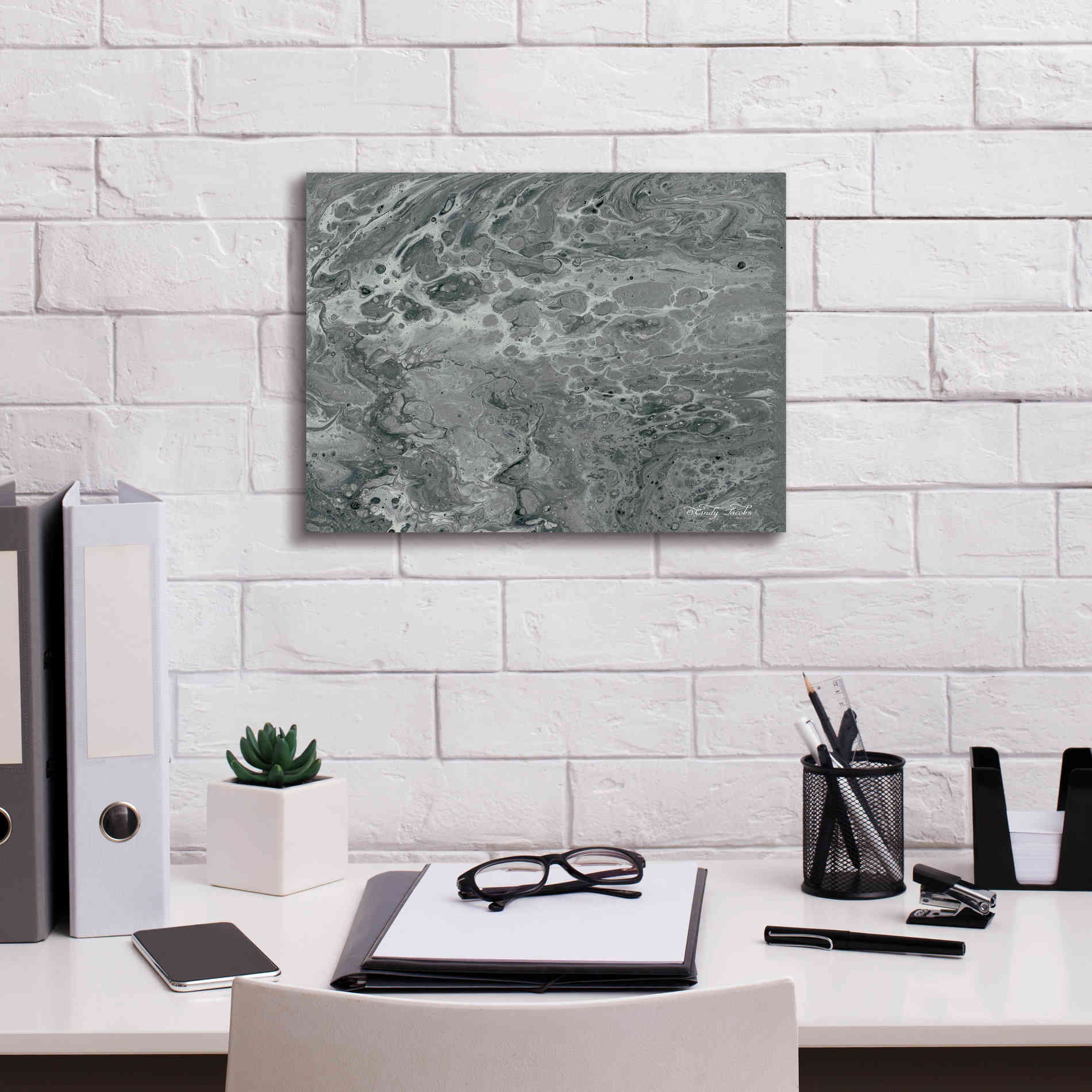 'Abstract in Gray I' by Cindy Jacobs, Canvas Wall Art,16 x 12