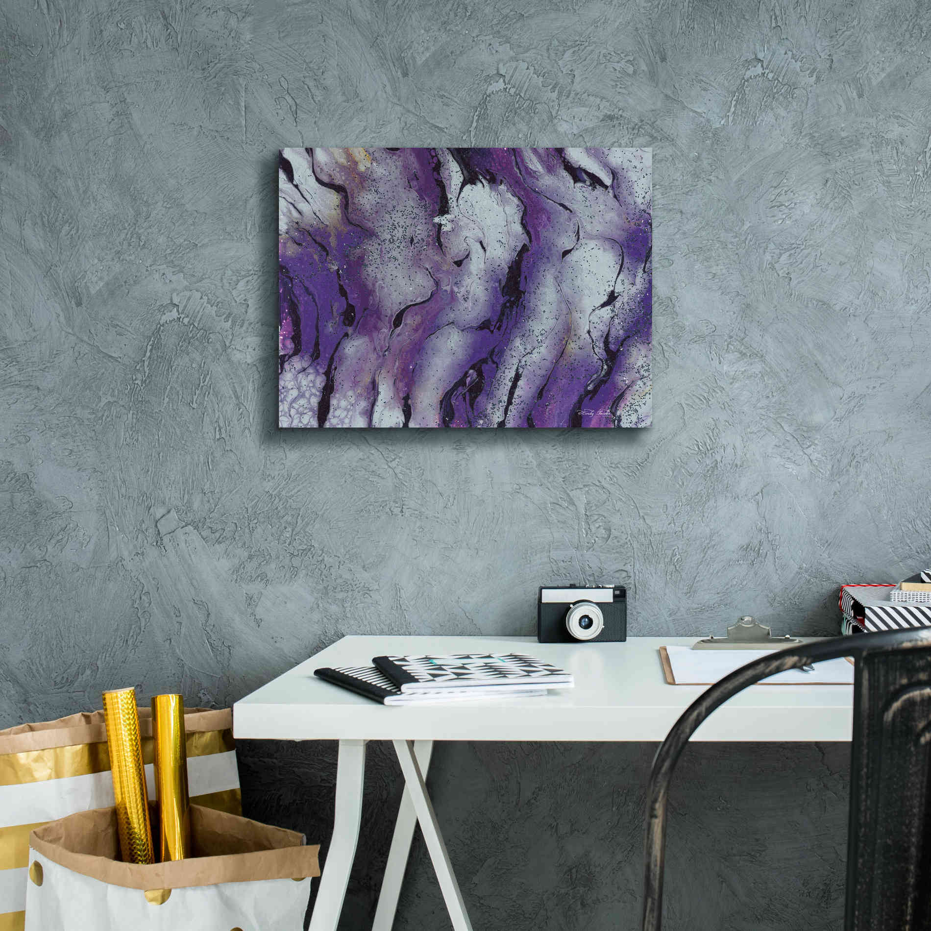 'Abstract in Purple III' by Cindy Jacobs, Canvas Wall Art,16 x 12