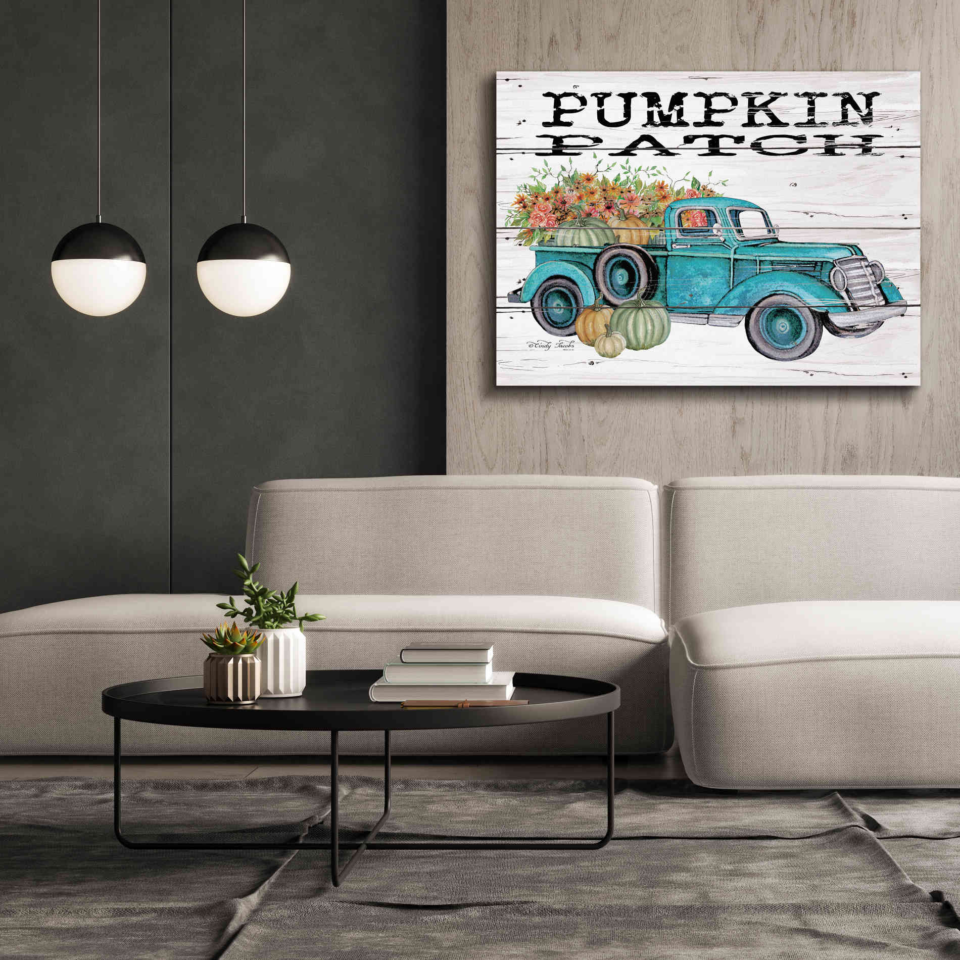 'Pumpkin Patch Truck' by Cindy Jacobs, Canvas Wall Art,54 x 40