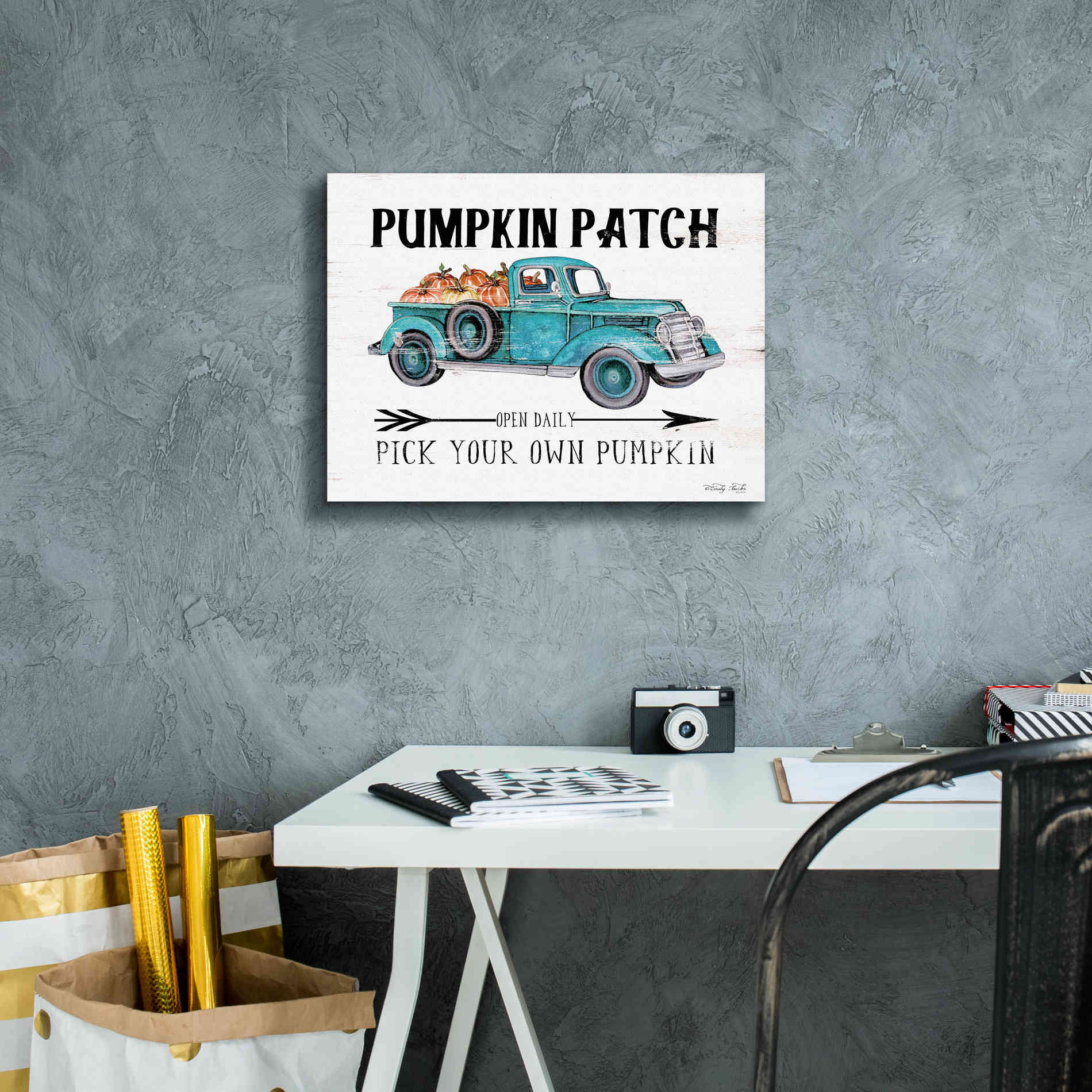 'Pumpkin Patch Open Daily' by Cindy Jacobs, Canvas Wall Art,16 x 12