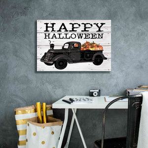 'Happy Halloween Black Truck' by Cindy Jacobs, Canvas Wall Art,26 x 18