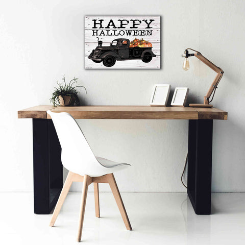 Image of 'Happy Halloween Black Truck' by Cindy Jacobs, Canvas Wall Art,26 x 18