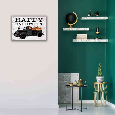 Image of 'Happy Halloween Black Truck' by Cindy Jacobs, Canvas Wall Art,26 x 18