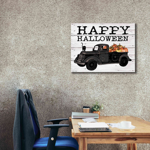 Image of 'Happy Halloween Black Truck' by Cindy Jacobs, Canvas Wall Art,34 x 26