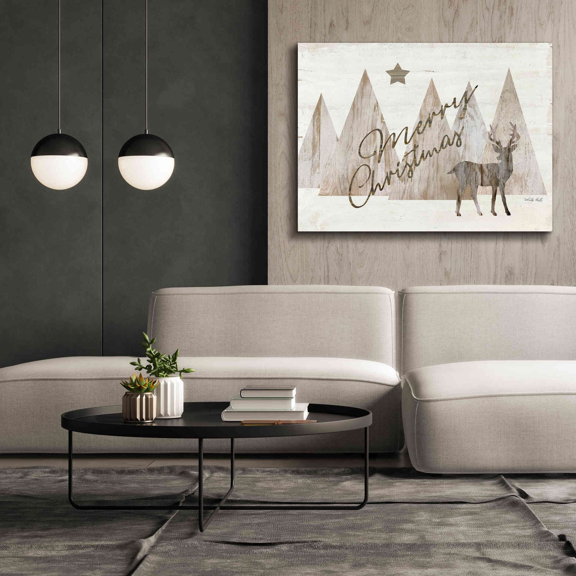 'Merry Christmas Deer 2' by Cindy Jacobs, Canvas Wall Art,54 x 40