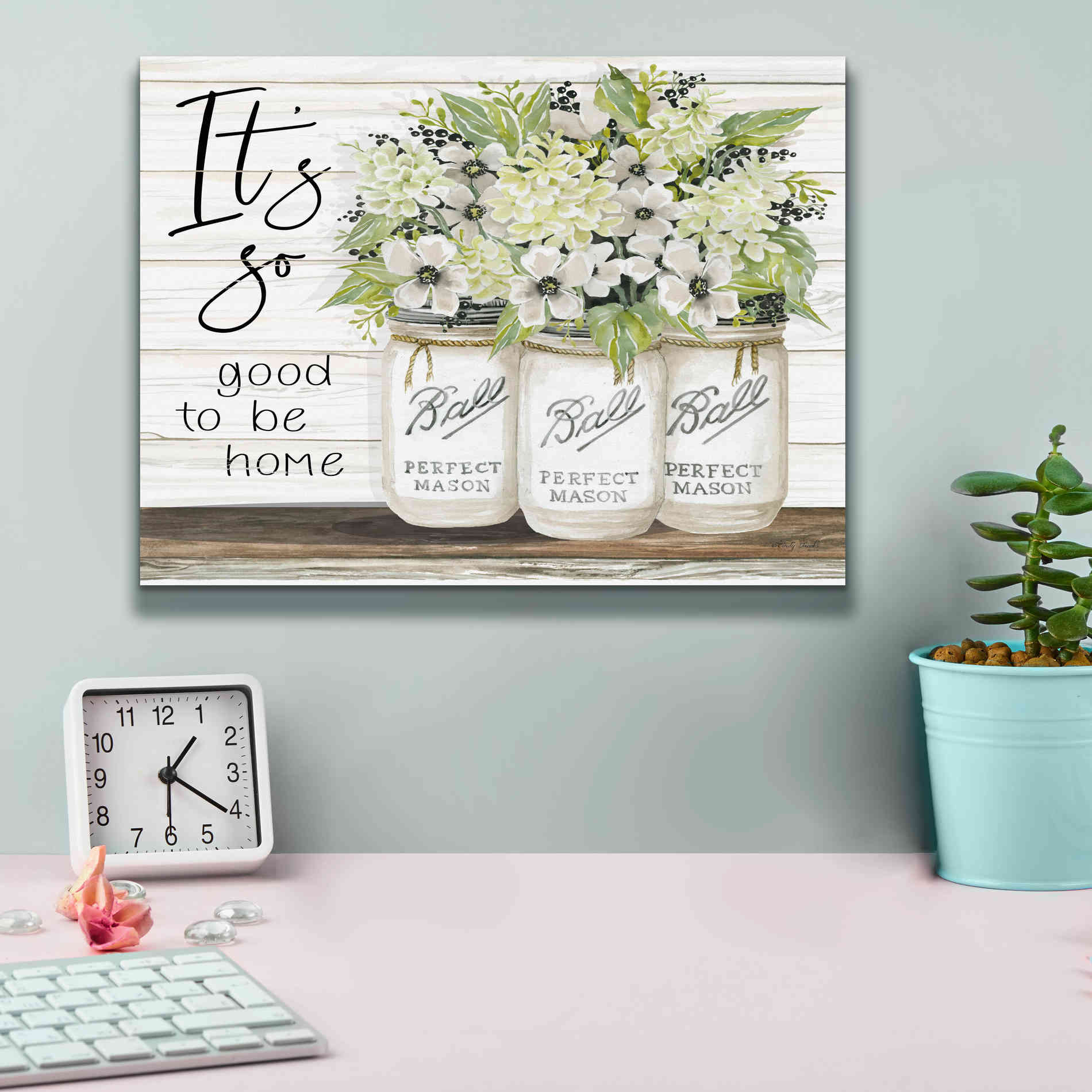 'It's So Good to be Home Ball Jars' by Cindy Jacobs, Canvas Wall Art,16 x 12