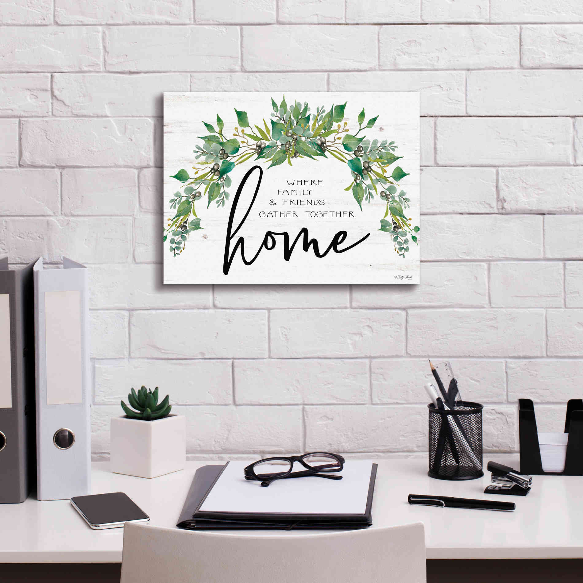 'Home - Where Family & Friends Gather Together...' by Cindy Jacobs, Canvas Wall Art,16 x 12
