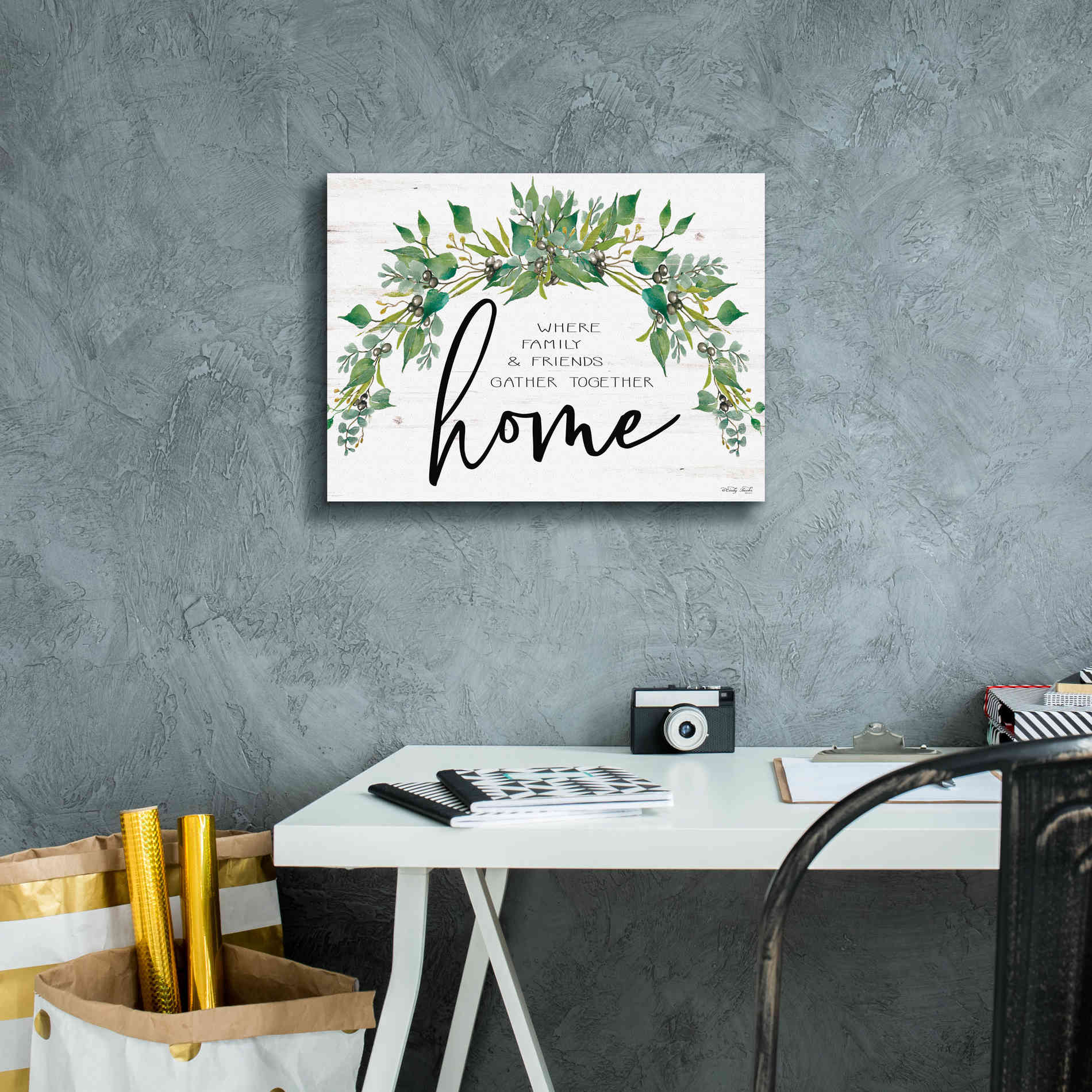 'Home - Where Family & Friends Gather Together...' by Cindy Jacobs, Canvas Wall Art,16 x 12