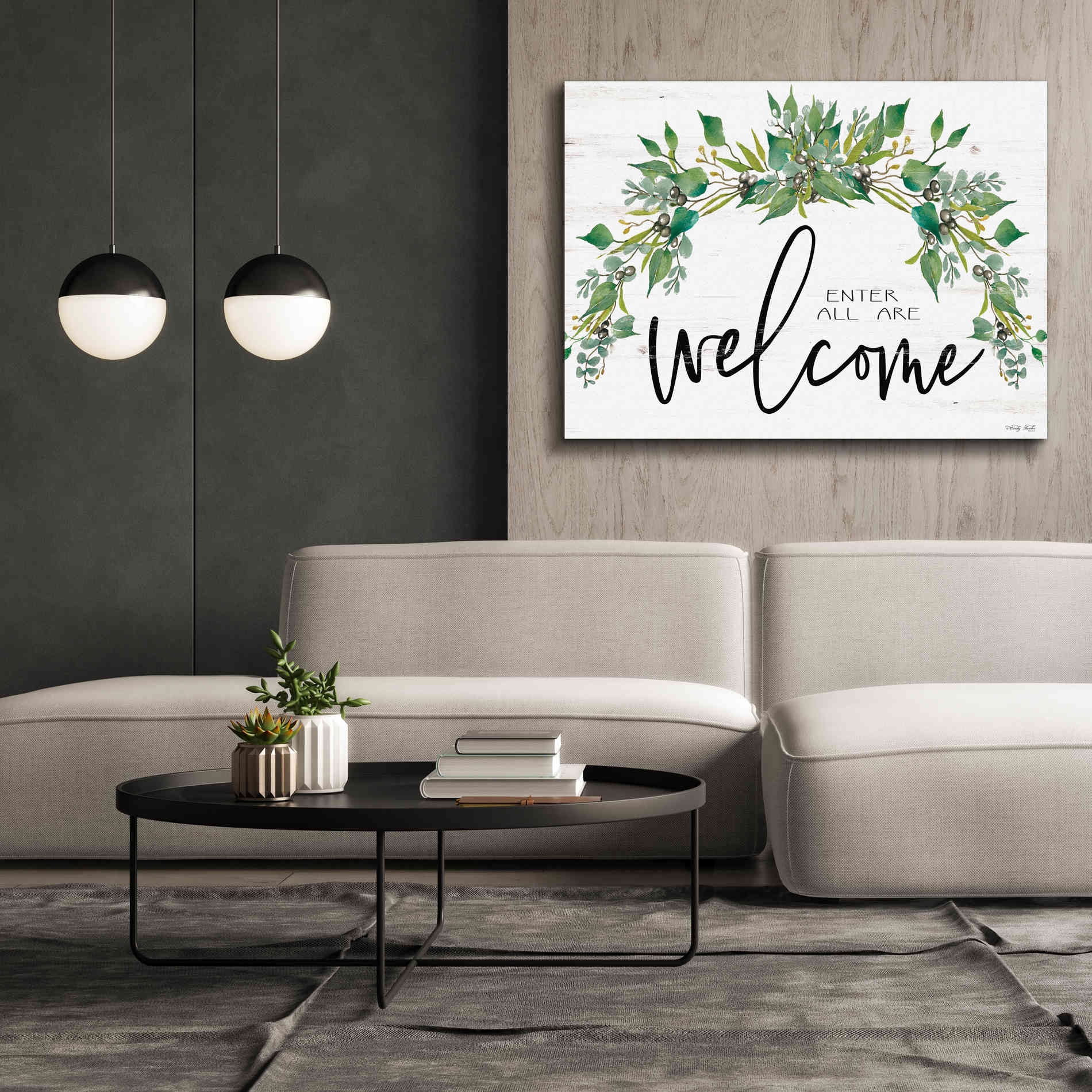 'Enter All Are Welcome' by Cindy Jacobs, Canvas Wall Art,54 x 40
