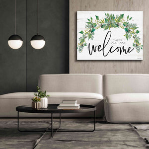 'Enter All Are Welcome' by Cindy Jacobs, Canvas Wall Art,54 x 40