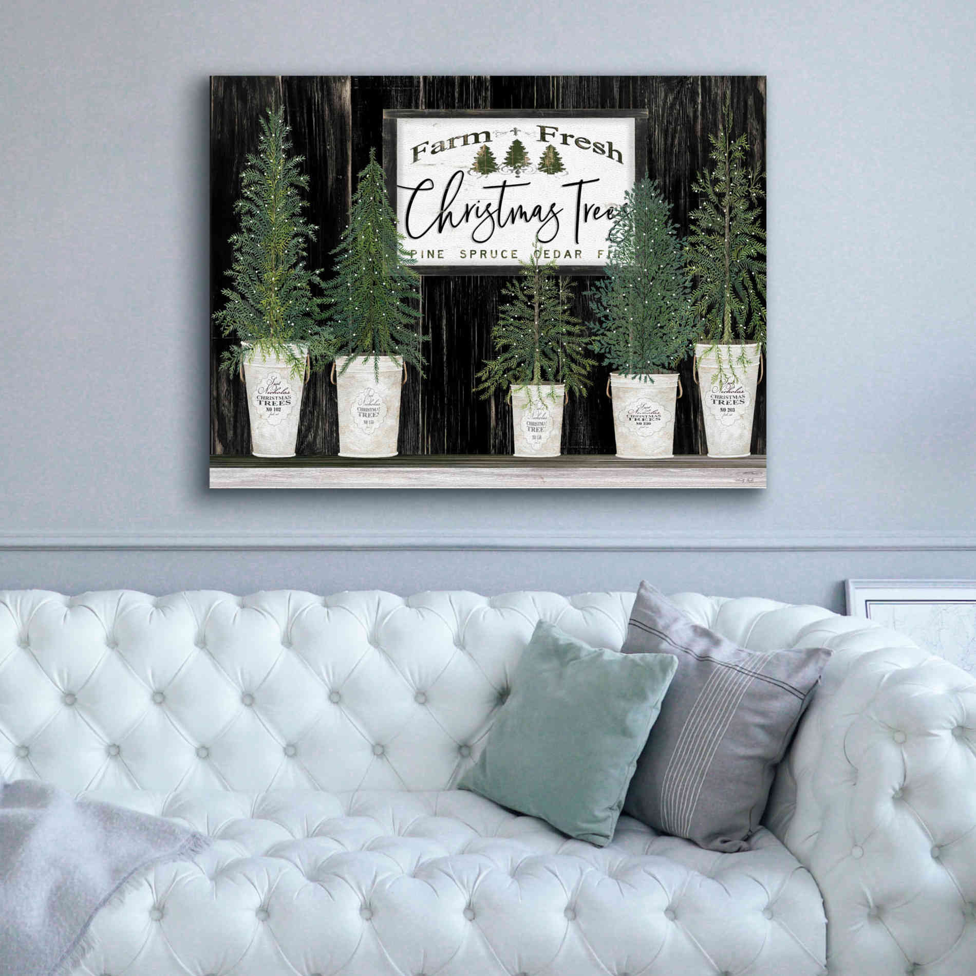 'Farm Fresh Trees of Christmas' by Cindy Jacobs, Canvas Wall Art,54 x 40