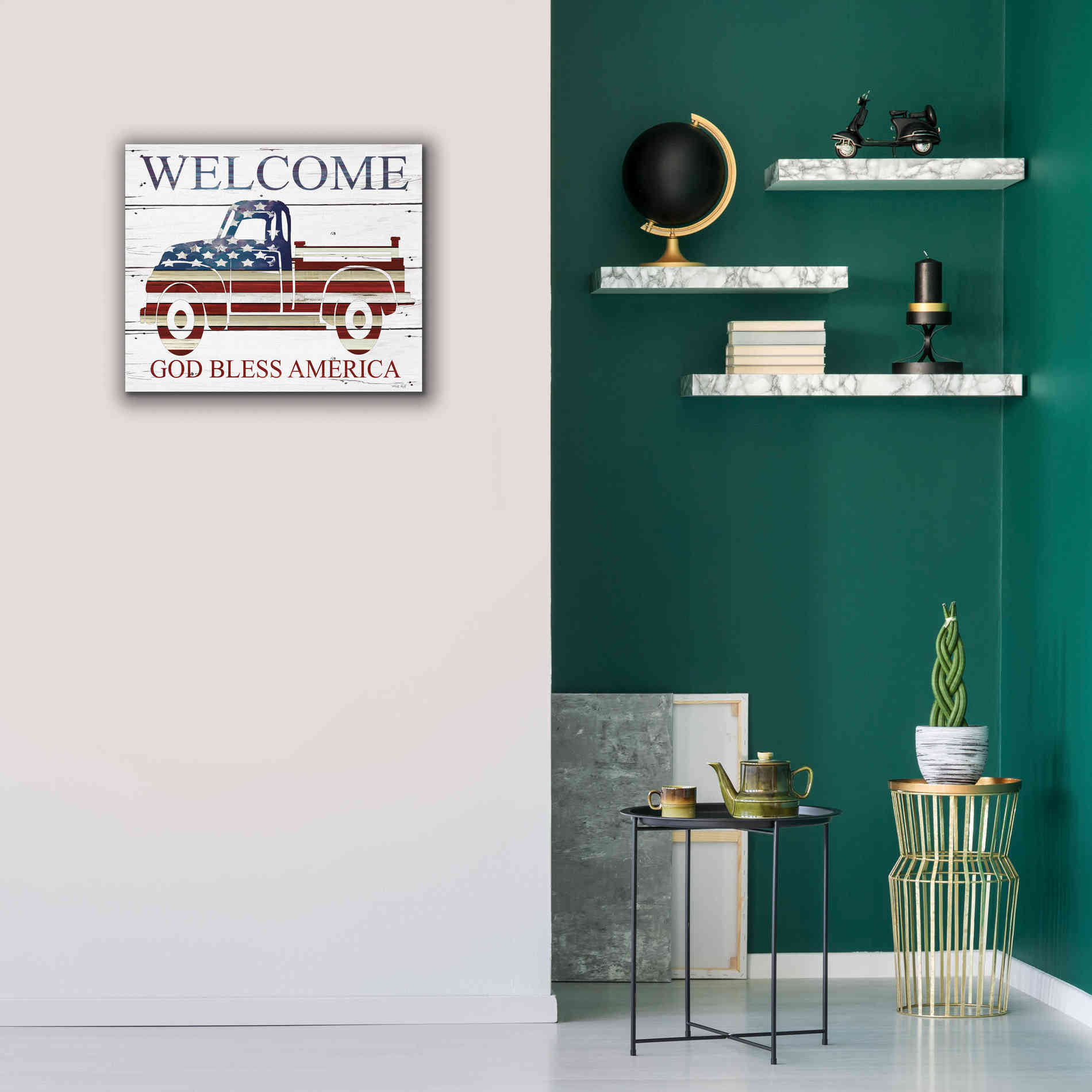 'Welcome Patriotic Truck' by Cindy Jacobs, Canvas Wall Art,24 x 20