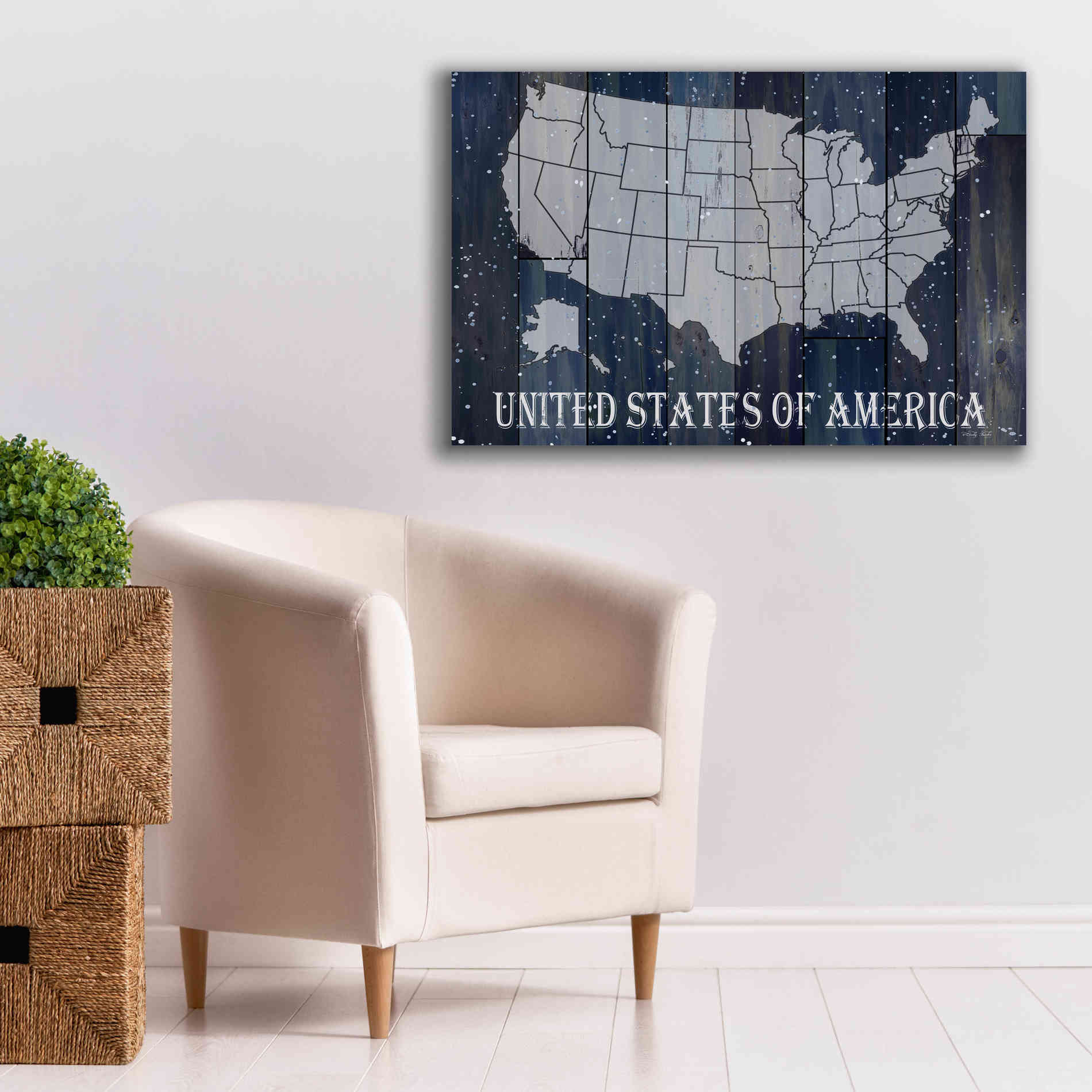 'Navy United States of America' by Cindy Jacobs, Canvas Wall Art,40 x 26