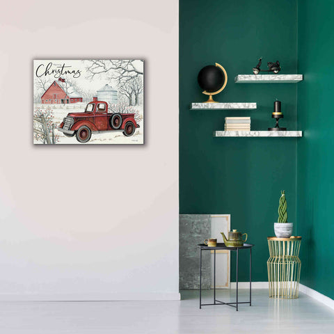 Image of 'Red Truck Winter Barn' by Cindy Jacobs, Canvas Wall Art,34 x 26