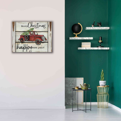 Image of 'Merry Christmas & Happy New Year Red Truck' by Cindy Jacobs, Canvas Wall Art,34 x 26