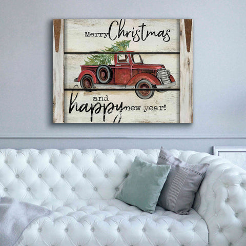 Image of 'Merry Christmas & Happy New Year Red Truck' by Cindy Jacobs, Canvas Wall Art,54 x 40