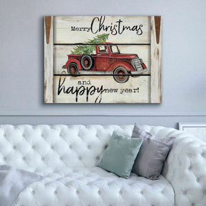 'Merry Christmas & Happy New Year Red Truck' by Cindy Jacobs, Canvas Wall Art,54 x 40