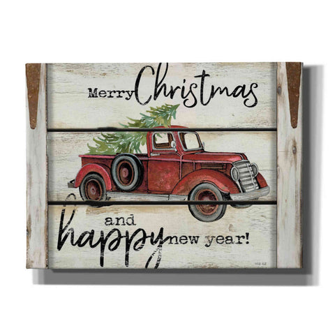 Image of 'Merry Christmas & Happy New Year Red Truck' by Cindy Jacobs, Canvas Wall Art