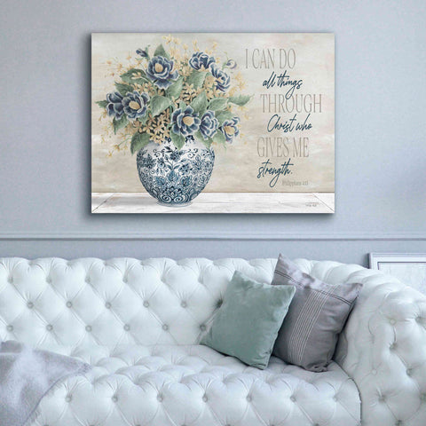 Image of 'I Can Do All Things Blue Vase' by Cindy Jacobs, Canvas Wall Art,54 x 40