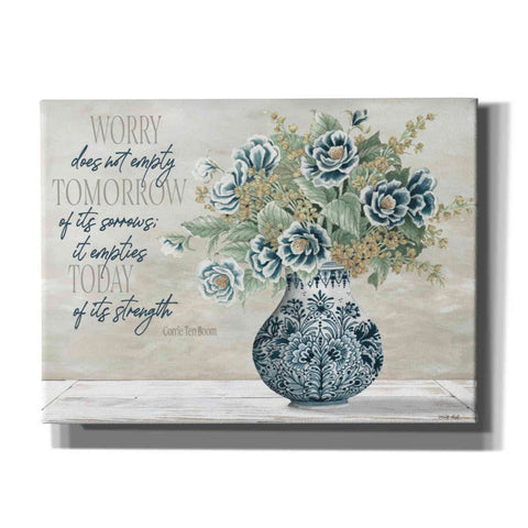 Image of 'Don't Worry Blue Vase' by Cindy Jacobs, Canvas Wall Art