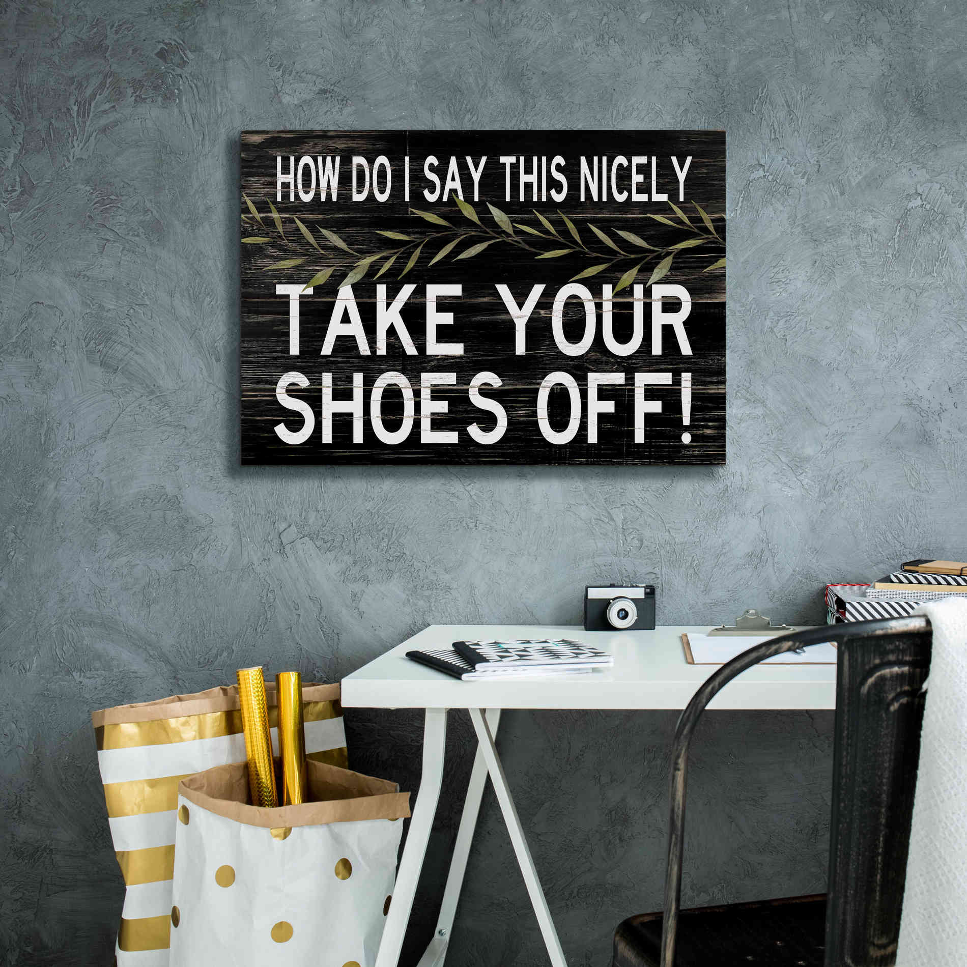 'Take Your Shoes Off' by Cindy Jacobs, Canvas Wall Art,26 x 18