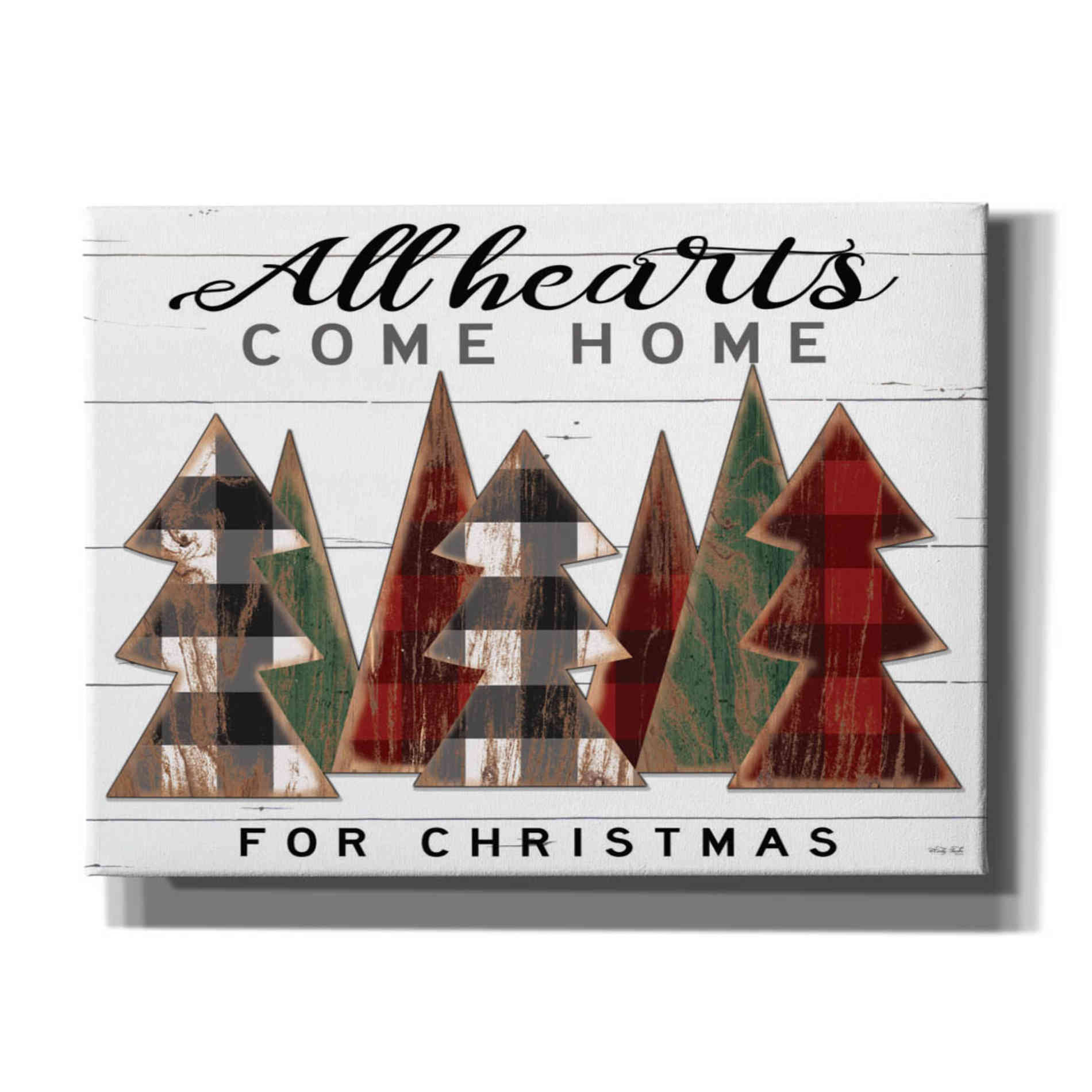 'All Hearts Come Home Plaid Trees' by Cindy Jacobs, Canvas Wall Art