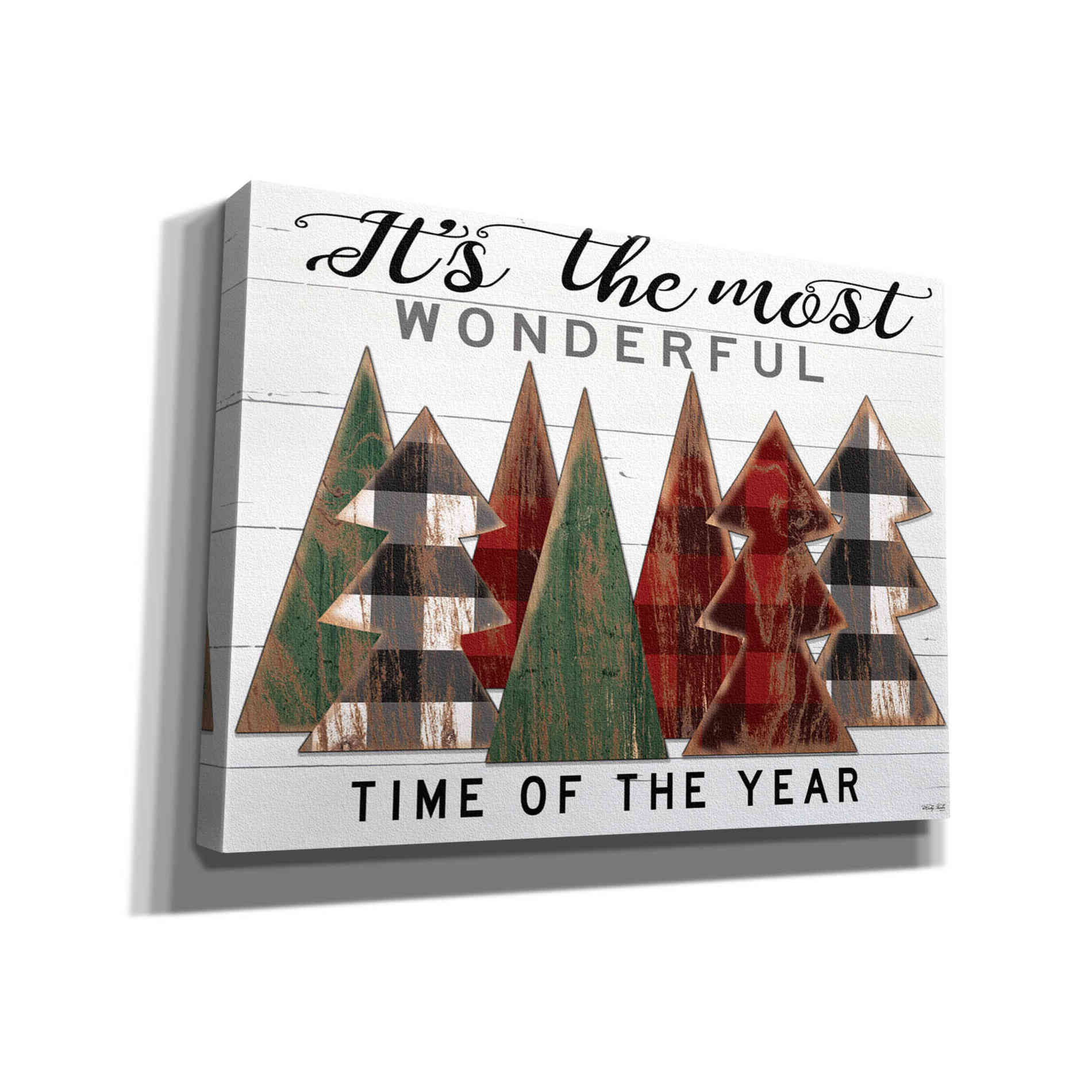 'It's the Most Wonderful Time Plaid Trees' by Cindy Jacobs, Canvas Wall Art