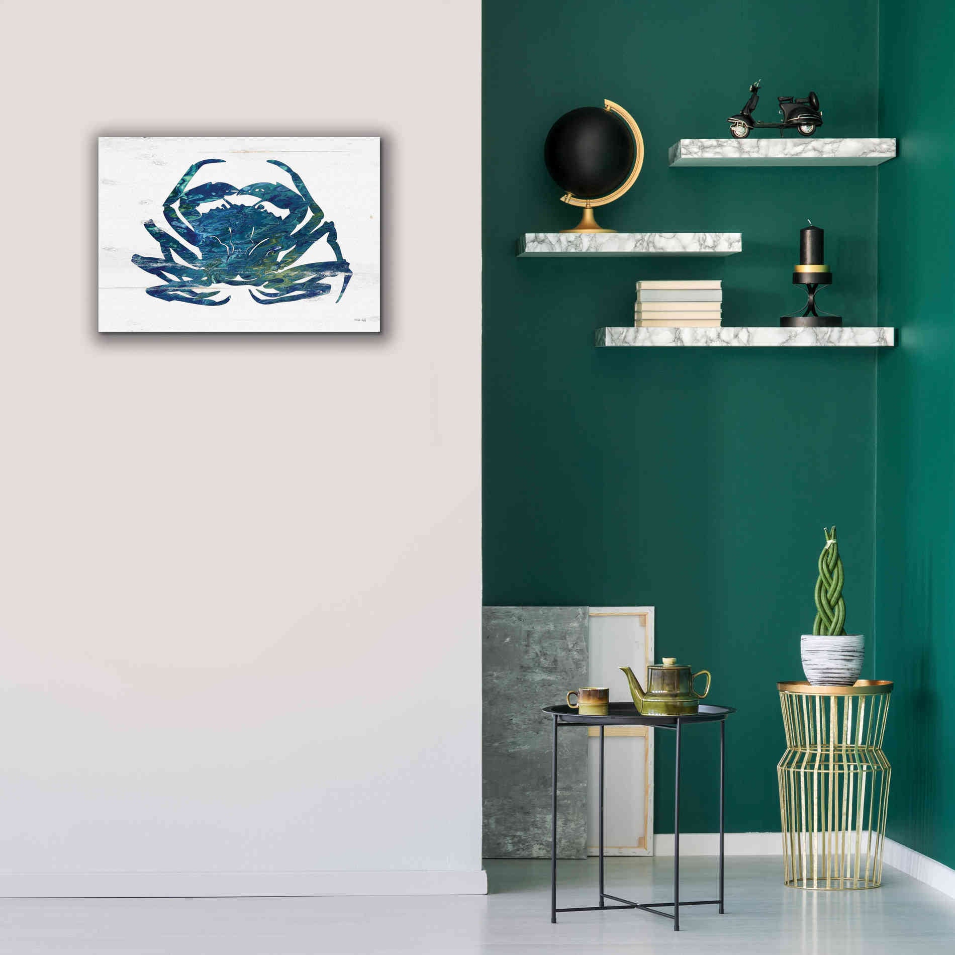 'Blue Coastal Crab' by Cindy Jacobs, Canvas Wall Art,26 x 18