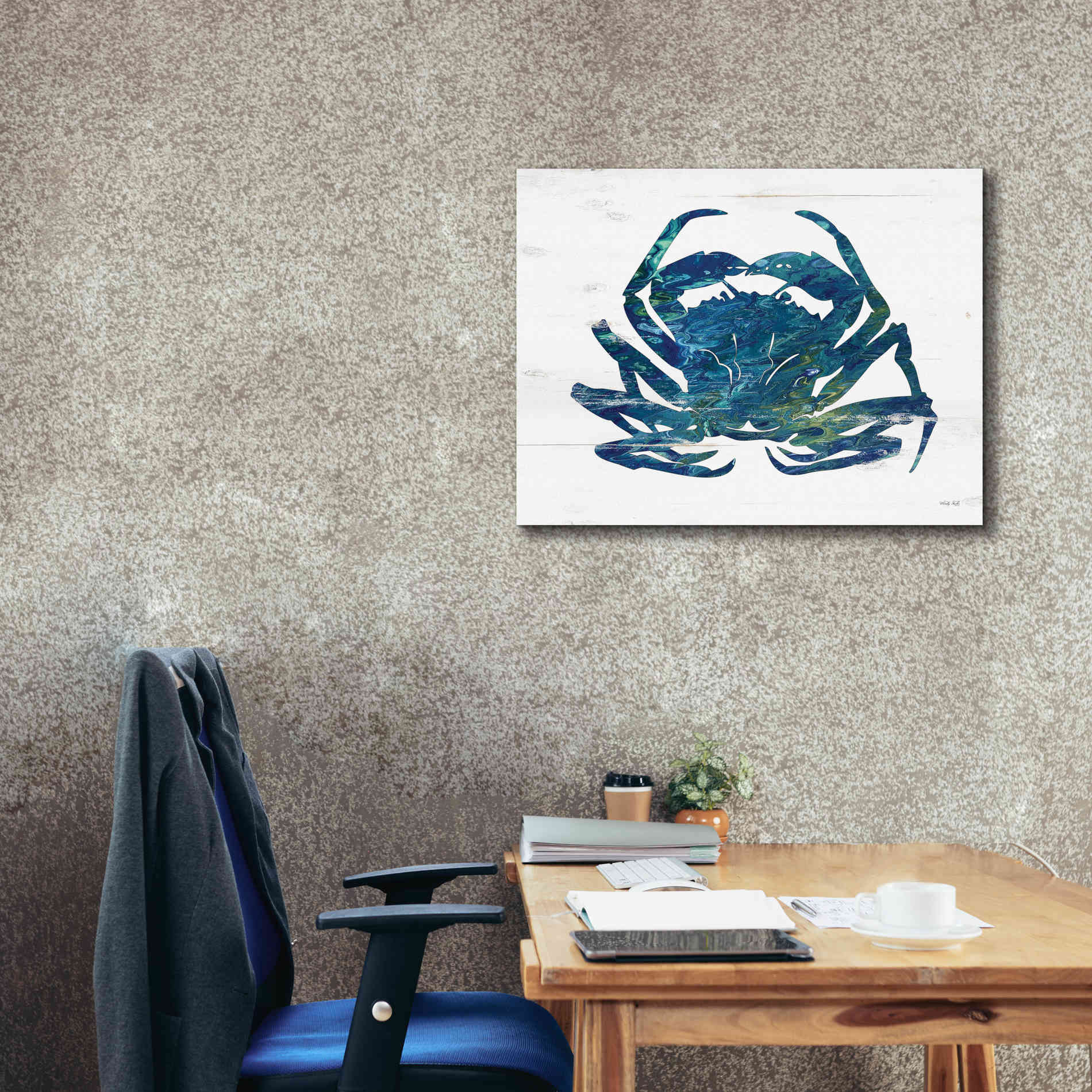 'Blue Coastal Crab' by Cindy Jacobs, Canvas Wall Art,34 x 26