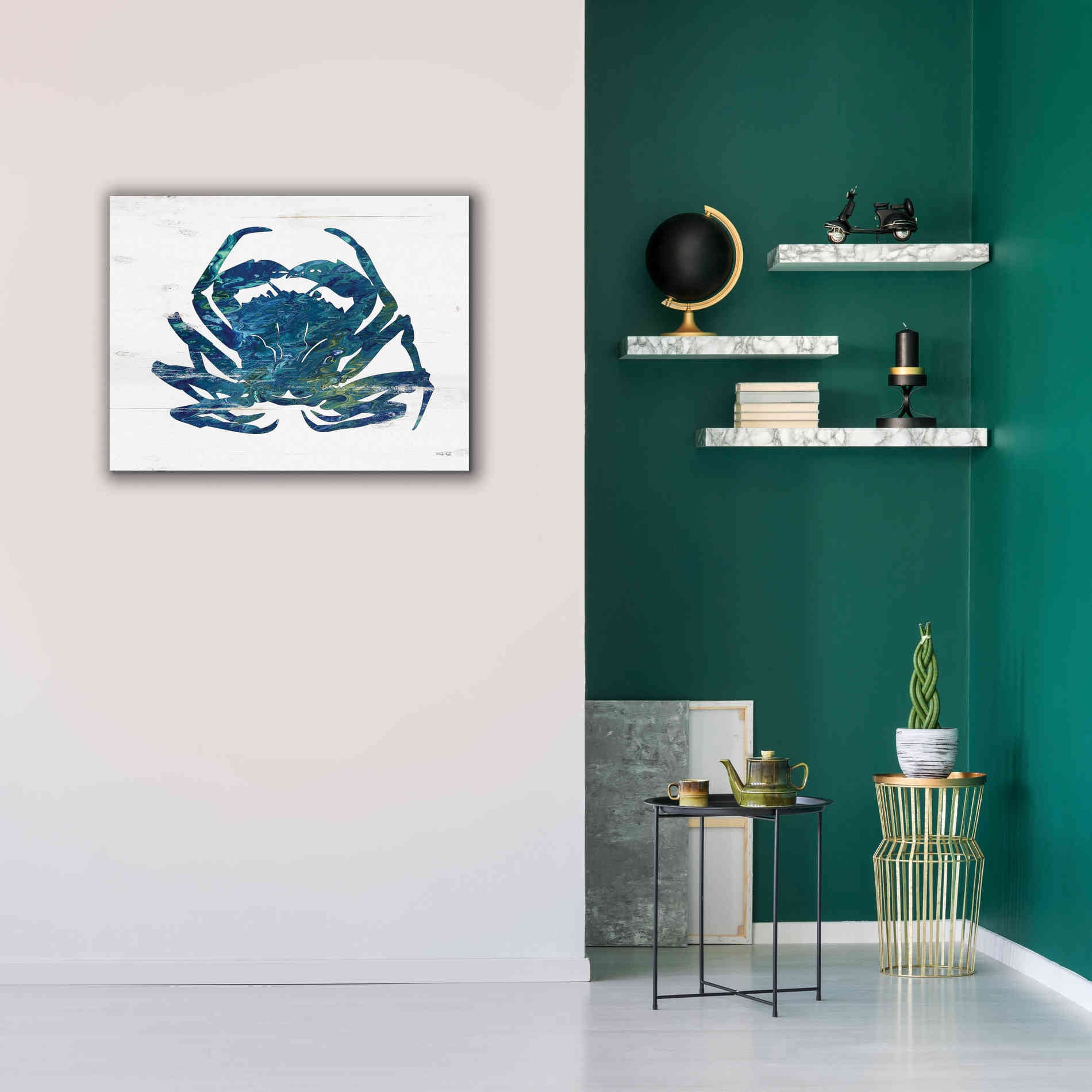 'Blue Coastal Crab' by Cindy Jacobs, Canvas Wall Art,34 x 26