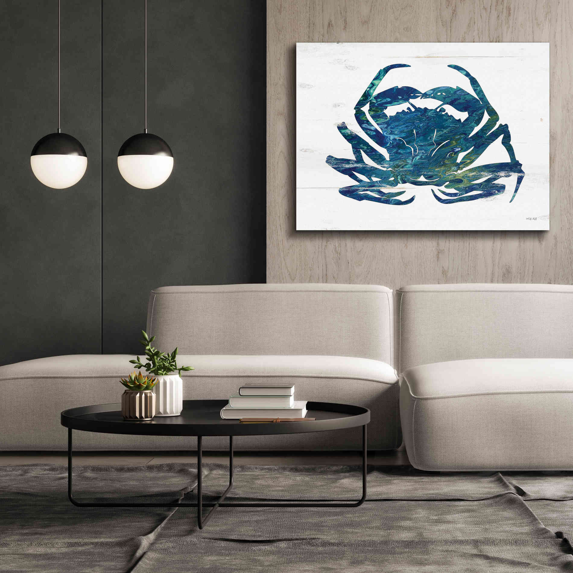 'Blue Coastal Crab' by Cindy Jacobs, Canvas Wall Art,54 x 40