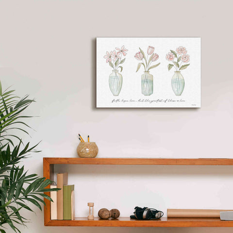 Image of 'Faith, Hope, Love Flower Vases' by Cindy Jacobs, Canvas Wall Art,18 x 12