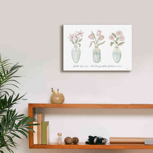 'Faith, Hope, Love Flower Vases' by Cindy Jacobs, Canvas Wall Art,18 x 12