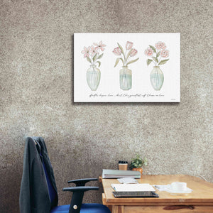 'Faith, Hope, Love Flower Vases' by Cindy Jacobs, Canvas Wall Art,40 x 26